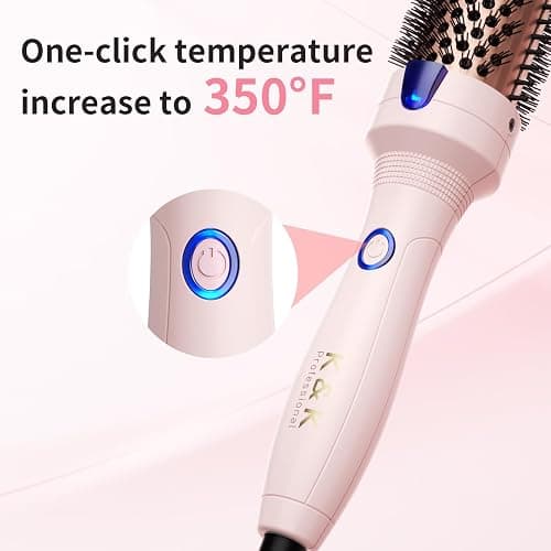 K&K Thermal Brush for Blowout Look, 1 1/2 Inch Ionic Heated Round Makes Hair Smoother, Dual Voltage Thermal Round Brush Get Natural Curls, Easy to Use, Rose Pink thumbnail 7
