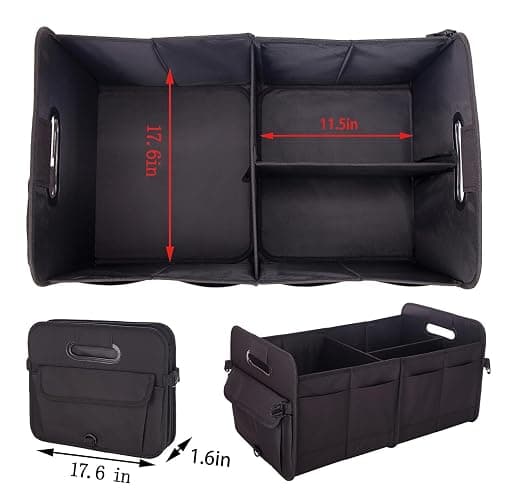 titiyiof Trunk Organizer For Suv & Sedan,Car Organizers and Storage, Waterproof Collapsible & Adjustable Straps,70L Sturdy Car Organization for Car Accessories, Tools,Sundries,2-3 Compartment（Black thumbnail 5