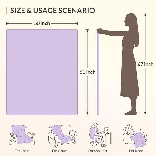HOMLYNS Heated Throw Blanket, 5 Heat Settings & 3 Hours Timer, Purple | 50" × 60", ETL Certified, Rapid Heating, Soft Flannel and Sherpa, 8.5 Ft Cord, Only For 120V Voltage Use thumbnail 3