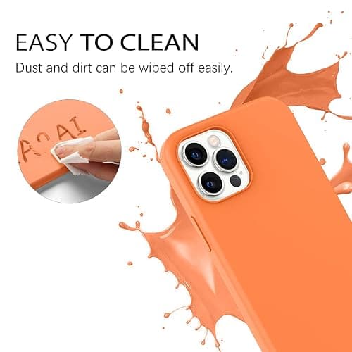 DUEDUE for iPhone 12 Case iPhone 12 Pro Case Liquid Silicone Slim Cover with Microfiber Lining Shockproof Protective Case for iPhone 12/12 Pro 6.1 inch Orange thumbnail 2