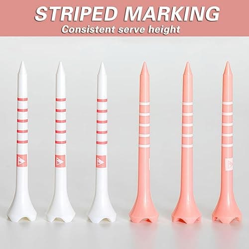 EWILLING Stable & Durable Plastic Golf Tees 60Pcs Size 2-3/4 Inch or 3-1/4 Inch Packaged in Plastic Jar with Lid Available Pink White Blue Color - Pink White 3-1/4" thumbnail 2