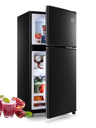 KRIB BLING Refrigerator with Freezer, 3.5 Cu.Ft Mini Fridge,Lock Fresh,7 Level Adjustable Thermostat ct for Dorm, Bar, Office,Kitchen, Bedroom,Black - Image 1