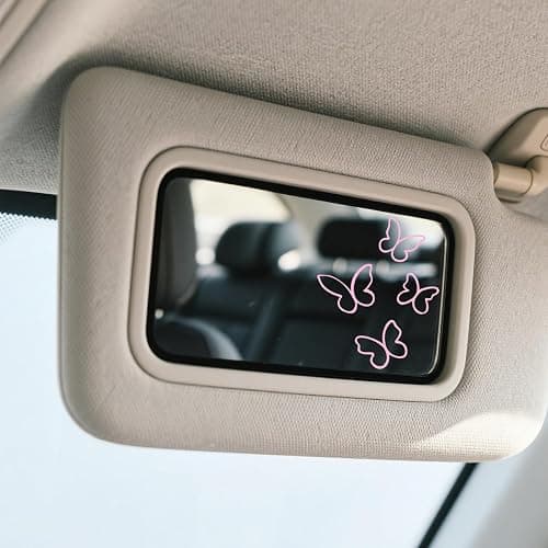 HZEL Car Butterfly Rearview Mirror Decal, 4PCS/Set Cute Girly Bookish Aesthetic Vehicle Rear View Mirror Stickers, Auto Interior Decoration Accessories for Women Girls, Universal Fit (Pink) thumbnail 5