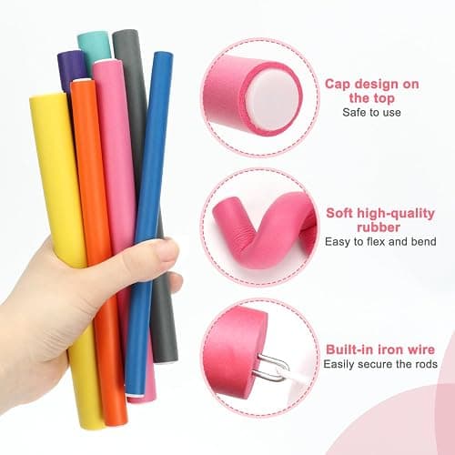 AIDUCHO Heatless Hair Curlers 42PCS Flexible Hair Rollers 7" Soft Foam Hair Curlers No Heat Bendable Curling Rods for Short Medium Long Hair, 7 Colors & Sizes thumbnail 3