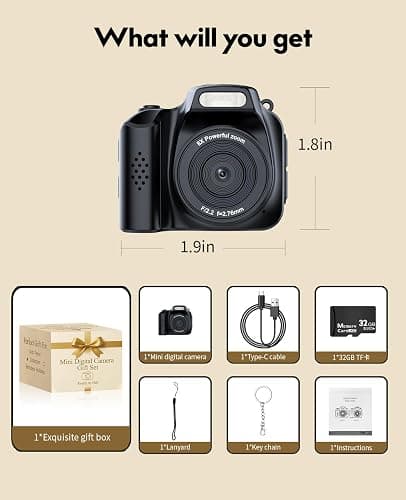FLATIC Mini Keychain Camera –4K Digital Tiny Camera with 32GB Card & Elegant Gift Box, Fun Pocket-Sized Gadget for Kids & Adults, Collectible Gift for Travel, Birthdays & Stocking Stuffers, Black thumbnail 6