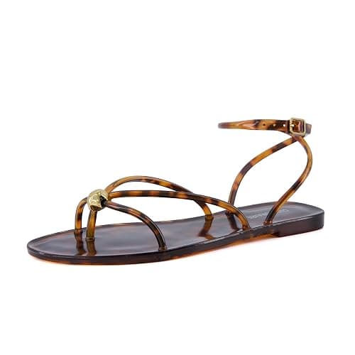 CUSHIONAIRE Vita Jelly Sandals for Women, Casual Lightweight Womens Strappy Sandals with Adjustable Buckle Strap and Gold Hardware Accent thumbnail 9