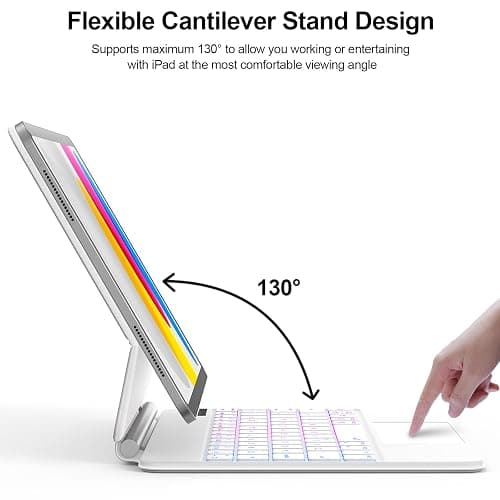 For iPad (A16) 11th &10th generation Case with Keyboard,Backlight Multi-Touch Trackpad for iPad 11th Gen 2025 11 inch&10th Gen 2022 10.9 inch, Magic-Style with Floating Cantilever Stand,T-White thumbnail 5