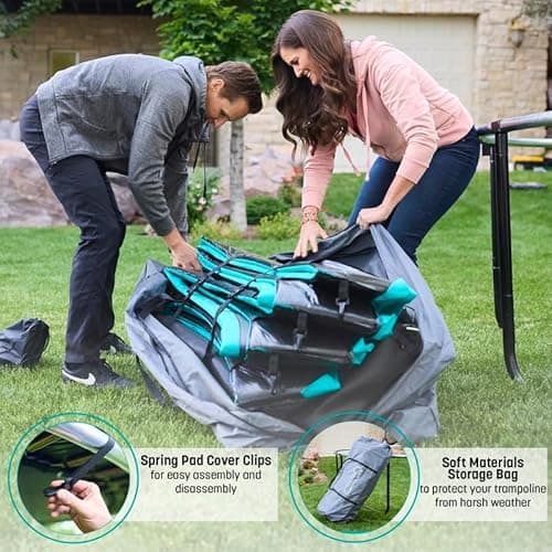 SKYWALKER TRAMPOLINES 12 FT 15 FT Round Trampoline with Safety Enclosure Net, 9 x 15 FT Rectangle Outdoor Trampoline, Recreational Trampoline for Kids - 9x15 FT - Teal thumbnail 6