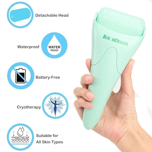Ice Roller for Face and Body Massage, Facial Roller Skin Care Tool for Reduce Wrinkles and Puffiness, Migraine Pain Relief and Skin Tighten, Cold Therapy for Cooling and Calming(Green) thumbnail 4