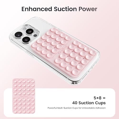 Klearlook Silicone Double Sided Suction Cup Phone Case Mount, Light Pink | Sticky Phone Grip with Higher Suction Power for iPhone, Hands-Free Phone Accessories Holder for Selfies and Videos thumbnail 3