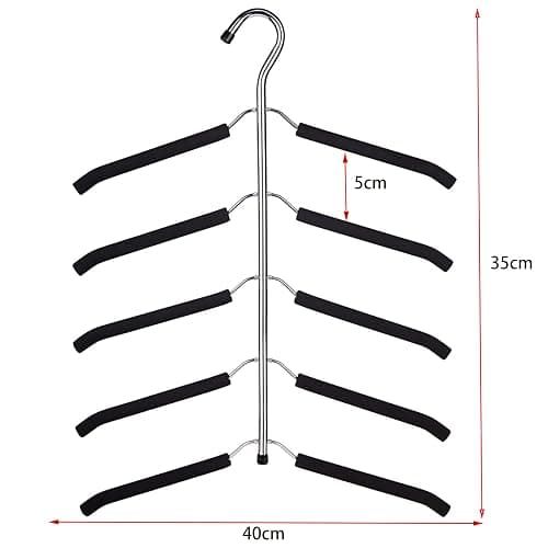 JFFLYIT Blouse Tree Hangers Multi-Layer Clothes Hangers 3 Pack 5 in 1 Non Slip Space Saving Closet Organizer Stainless Steel Shirt Hanger Coats Hanger（Black） thumbnail 3