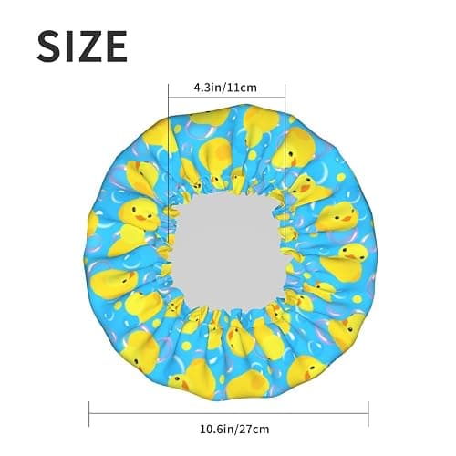 Yellow Rubber Ducks Shower Cap For Women Adjustable Double Waterproof Layers Bathing Shower Hat Hair Protection Reusable Ladies Spa Salon Shower Hat thumbnail 6