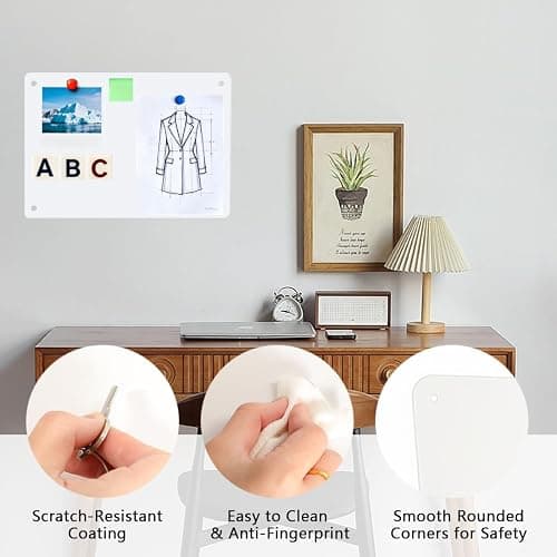 Magnetic Board 16.5" x 11.8" Metal Magnet Bulletin Board Memo Display Boards with Support Screws for Desk Wall thumbnail 5