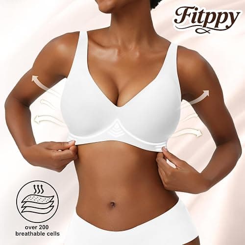 FITPPY Jelly Wireless Bras for Women No Underwire Deep V Push Up Seamless Bras Comfortable Tshirt Bralettes Everyday Bras thumbnail 4