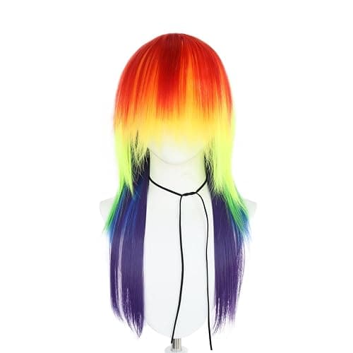 TIKJOYS (Wig Cap + Rainbow Wig for Women Men LGBT Long Straight Colorful Wigs for Pride Day Synthetic Anime Multicolor Wigs Colorful LGBT Costume Cosplay Hair for Halloween Party Mardi Gras Outfit thumbnail 2