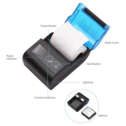 Receipt Printer, Sunydog Portable Mini Thermal Receipt Printers USB Receipt Bill Ticket Printer with 58mm Print Paper, Fit for Android Fit for Win, Thermal Printers for Restaurants Sales Retail thumbnail 5