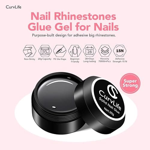 Curvlife Soft Gel Solid Nail Glue-15g for Press On Nails, Upgrade 3 in 1 Soft Gel Full Cover Nail Tips For Strengthen UV Light Cured thumbnail 2