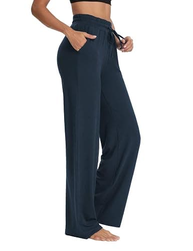 Sarin Mathews Womens Yoga Sweatpants Wide Leg High Waisted Lounge Pajamas Pants Comfy Workout Loose Pants with Pockets - Small - 02-navy - Image 1