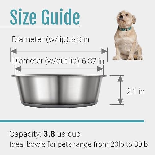 PEGYY11 Nonslip Stainless Steel Dog Bowls, 3.8 US Cup, 2 Count thumbnail 5