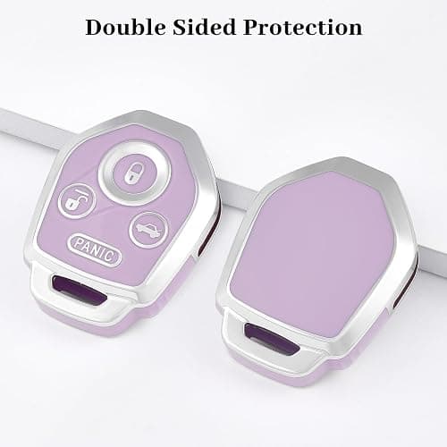 OFF WE GO for Subaru Key Fob Cover, Soft TPU Protection Key Fob Case Compatible with Subaru Ascent Crosstrek Forester Impreza Legacy Outback Solterra BRZ WRX STI XV Smart Car Key (Silver Purple) thumbnail 4