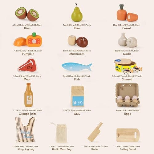 Lehoo Castle Wooden Play Food Sets for Kids Kitchen, Food Toys for Toddlers 3+ Year Old, Pretend Food Play Kitchen Accessories, Cutting Fruits Vegetables Toys, Gift for Boys Girls thumbnail 7