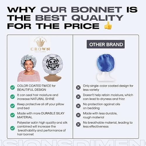 Silky Design Bonnet with Elastic Soft Band Adjustable Women and Men Bonnets for Sleeping Comfortable Satin Fabric (White LawOp) thumbnail 2