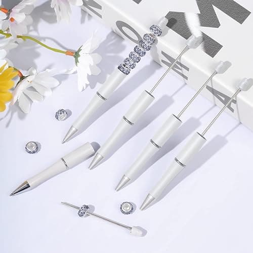 jiebor 30Pcs White Beadable Pens Plastic Bead Ballpoint DIY Cute Cool Pens Black Ink for Students Teacher Women Men Bridal Graduation Gift Office School Supplies thumbnail 3
