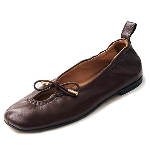 Riekhany Women Ballet Flats Square Toe Lace Up Bow Ballerina Shoes Cute Slip On Casual Mary Jane Shoes - Image 1