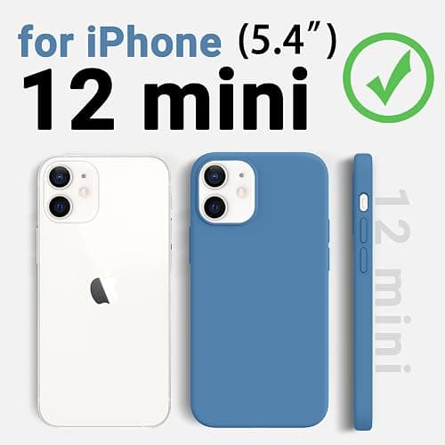 AOTESIER Shockproof Designed for iPhone 12 Mini Case, Food Grade Liquid Silicone Phone Case with [Soft Anti-Scratch Microfiber Lining] Drop Protection 5.4 inch Slim Thin Cover, Azure Blue thumbnail 9