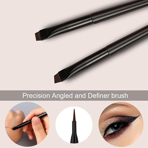 Rytrre 7 Pcs Eyeliner Brush, Angled Flat Definer Eye Liner Makeup Brushes, Ultra Fine Bent Pencil Point Eyeliner Brushes for Precision Liner thumbnail 3