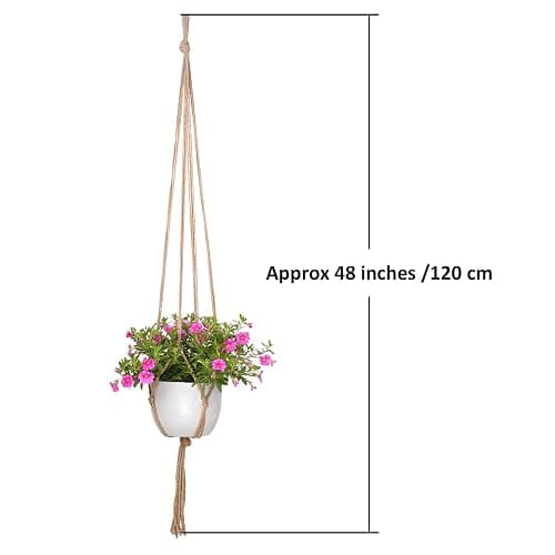 EBOOT 2 Pack 48 Inch Large Macrame Plant Hanger Rope to Hang Flower Pot Plant Holder for Indoor Outdoor Decorations, 4 Legs (Linen Color) thumbnail 2