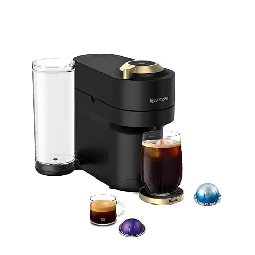 Nespresso Festive Vertuo Pop+ Coffee and Espresso Maker by Breville, Matte Black Gold - Image 1