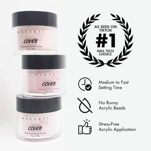 MakarttPro Acrylic Powder – Durable, Long-Lasting, Easy-Apply Formula for Nail Extensions, Overlays, Sculpting & Nail Art – 56g/2oz – Soft Pink, Perfect for Pros and At-Home Use thumbnail 3