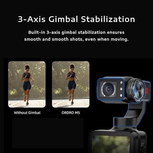 ORDRO Fotocamera Vlogging M5 5K con stabilizzatore a 3 assi a 120° Ultra Wide Angle IR Night Vision 3.5'' Rotatable IPS Screen, Small Vlog Camera with 64G Memory Card for Photography YouTube TikTok thumbnail 3