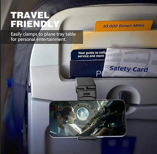 Perilogics Universal in Flight Airplane Phone Holder Mount. Hands Free Viewing with Multi-Directional Dual 360 Degree Rotation. Pocket Size Must Have Airplane Travel Essential Accessory for Flying thumbnail 10