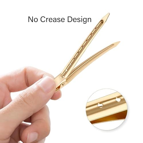 40PCS Metal Duck Bill Hair Clips for Women Alligator Curl Clips for Styling | CWJCYTNSN 3.5 Inch Rustproof Metal Hair Clips for Thick Hair & Thin Hair, Gold Styling Clips with Holes for Salon thumbnail 3
