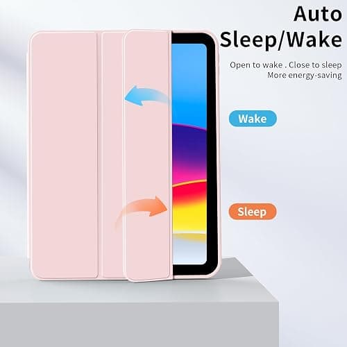IAMKHO Case for iPad (A16) 11th Generation 11 Inch 2025, iPad 10th Generation 10.9 inch 2022 with Pencil Holder, Auto Wake/Sleep, Support Touch ID, Slim Trifold Stand Protective Cover (Light Pink) thumbnail 5