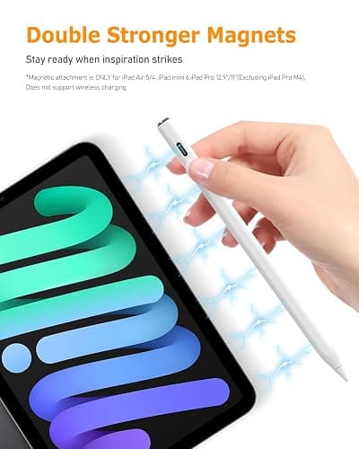 Stylus Pen for iPad (2018-2025) - 13 Minutes Fast Charging, Palm Rejection,Tilt Sensitivity, Compatible Apple iPad 11 A16/10/9/8/7/6th Gen, Pro 12.9/11/13 Inch M4, Air 3/4/5/M2/M3, Mini 5/6 thumbnail 2
