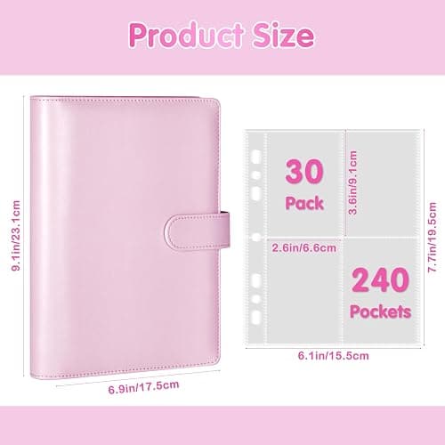 A5 Kpop Photocard Binder with 30 Pack 4-Pocket Card Pages, 6 Ring A5 Binder Card Collector Album with 240 Card Slots,PU Leather Binder Cover with Magnetic Buckle Closure for Organizing Trading Card thumbnail 2
