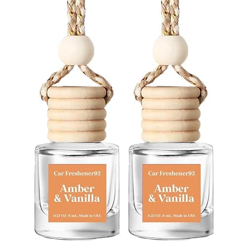 HoogaLife Car Air Freshener Diffuser 2 Pack Hanging Air Freshener Diffuser - Amber Vanilla Fragrance Oil Air D iffuser for Car, 45+ days Long Lasting Fragrance Made in USA C ar Air Fresheners - Image 1