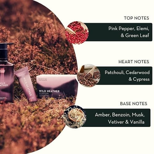 Scottish Fine Soaps Wild Heather Cleansing Bar 220g – Hydrating Soap Bar with Glycerine & Calming Scottish Heather Extract for Soft, Refreshed Skin thumbnail 3