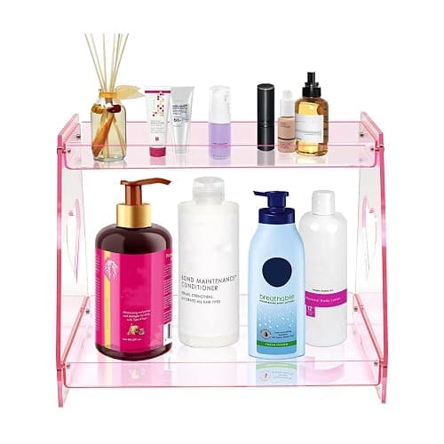 ROYALITA 2 Tier Pink Heart Bathroom Countertop Organizer Display Shelf, Acrylic Tray Makeup Perfume Storage Organizer for Dresser Vanity, Spice Rack, Skincare, Coffee Bar, Valentine's Day thumbnail 5