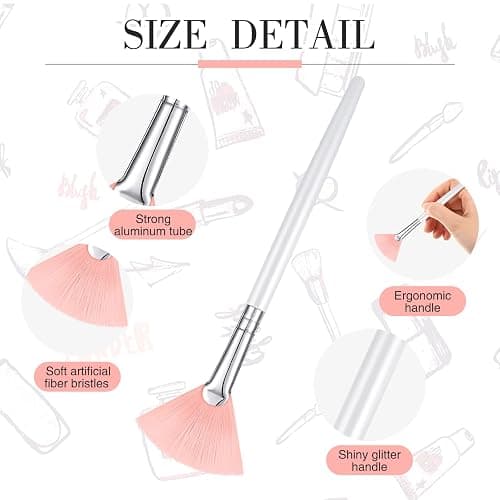 9 Pieces Facial Fan Mask Brushes, Soft Facial Applicator Brushes Tools for Peel Glycolic Makeup for Mud Cream(Pink, White) thumbnail 4