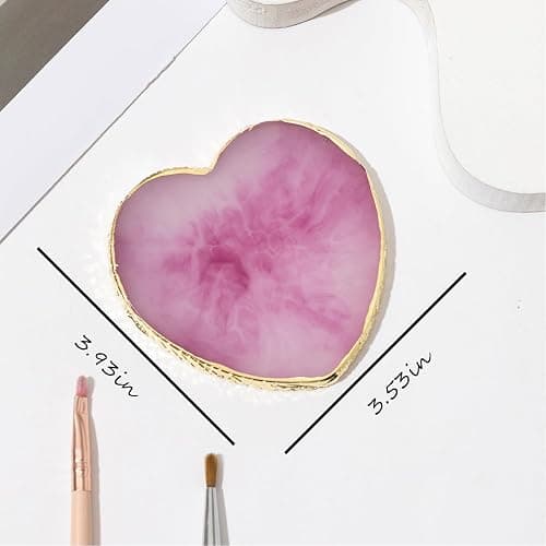 2 Pcs Resin Nail Art Palette, Nail Painting Mixing Tray with Gold Edge, Nail Art Display Board, Nail Polish Holder for Nail Design, Manicure Tools for Nail Artists (E-Heart-Shaped White and Purple) - E-heart-shaped White and Purple thumbnail 3