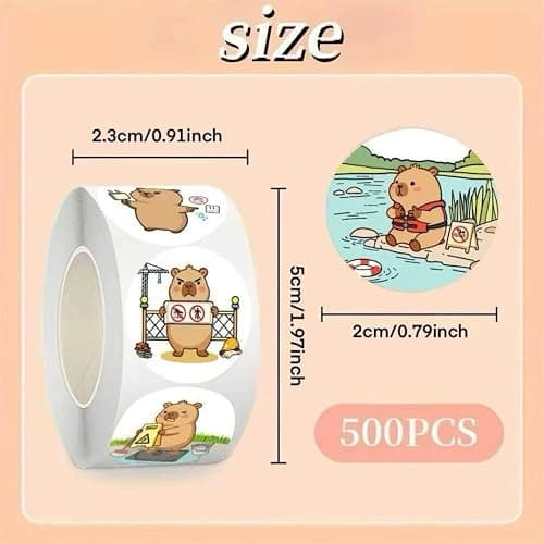 Capybara Stickers Funny Cute Animal 2 Rolls 1000 Sheets Total Capybara Gifts for Kids Teens Kawaii Stickers for Water Bottles Laptop Scrapbook thumbnail 3