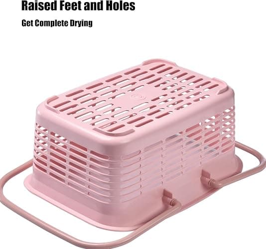 ALINK Plastic Shower Caddy Basket with Handle, Portable Organizer Storage Basket for College Dorm, Bathroom, Kitchen - Pink thumbnail 6