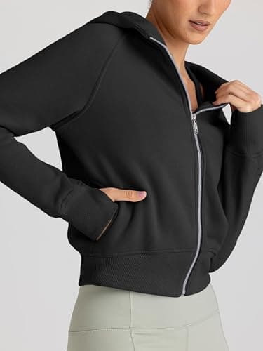Trendy Queen Womens Zip Up Hoodies Jackets Cropped Sweatshirts Fleece Fall Outfits Casual Comfy Y2k Tops Winter Clothes 2025 thumbnail 4