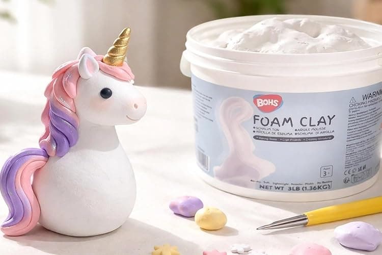 BOHS Foam Clay Pro, White Air Dry Modeling Clay, 3 lb Bucket | Fine texture; low shrinkage; crack-free; stain-free hands; EVA and polystyrene foam details; cosplay props and figurines thumbnail 2