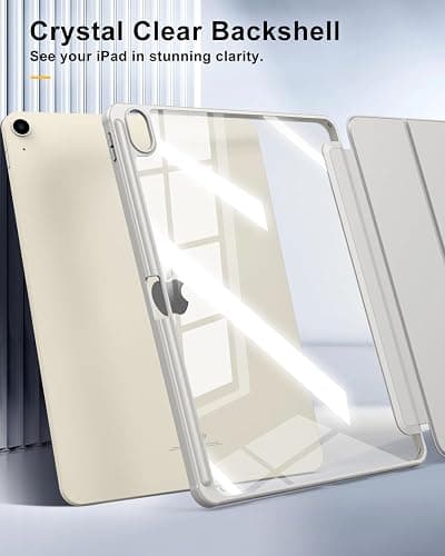 TiMOVO Case for New iPad Air 13 inch (M3/M2-2025/2024) with Pencil Holder, Slim Stand Protective Cover with Clear Transparent Back Shell for iPad Air 13 inch, Auto Wake/Sleep, Light Gray thumbnail 6