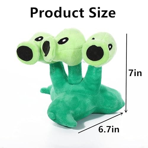 JHESAO 7" Pea Plants and Peashooter Plush Toys Threepeater PVZ Plush 1 2 Stuffed Soft Doll Three-Heads Pea Toy New thumbnail 3